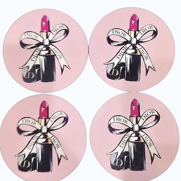 Amanda Greenwood Set Of 4 Dior Lipstick Decorative Coasters - Picture 1 of 6